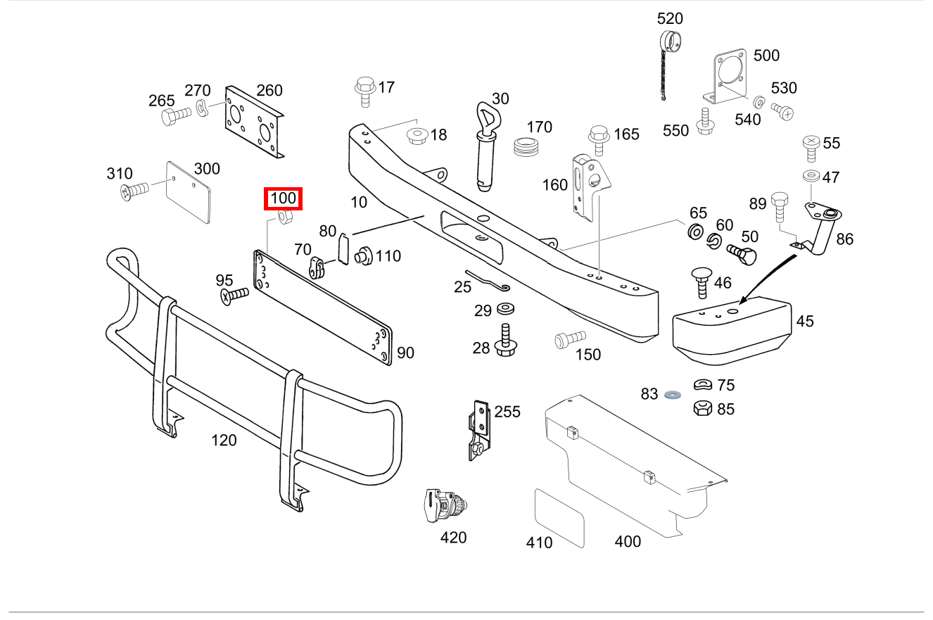 Sechskantmutter Kennzeichenblende an Stoßfänger; M5 G 300 CDI/4X4/3428 Lang 461 Sechskantmutter Kennzeichenblende an Stoßfänger; M5 G 300 CDI/4X4/3428 Lang 461