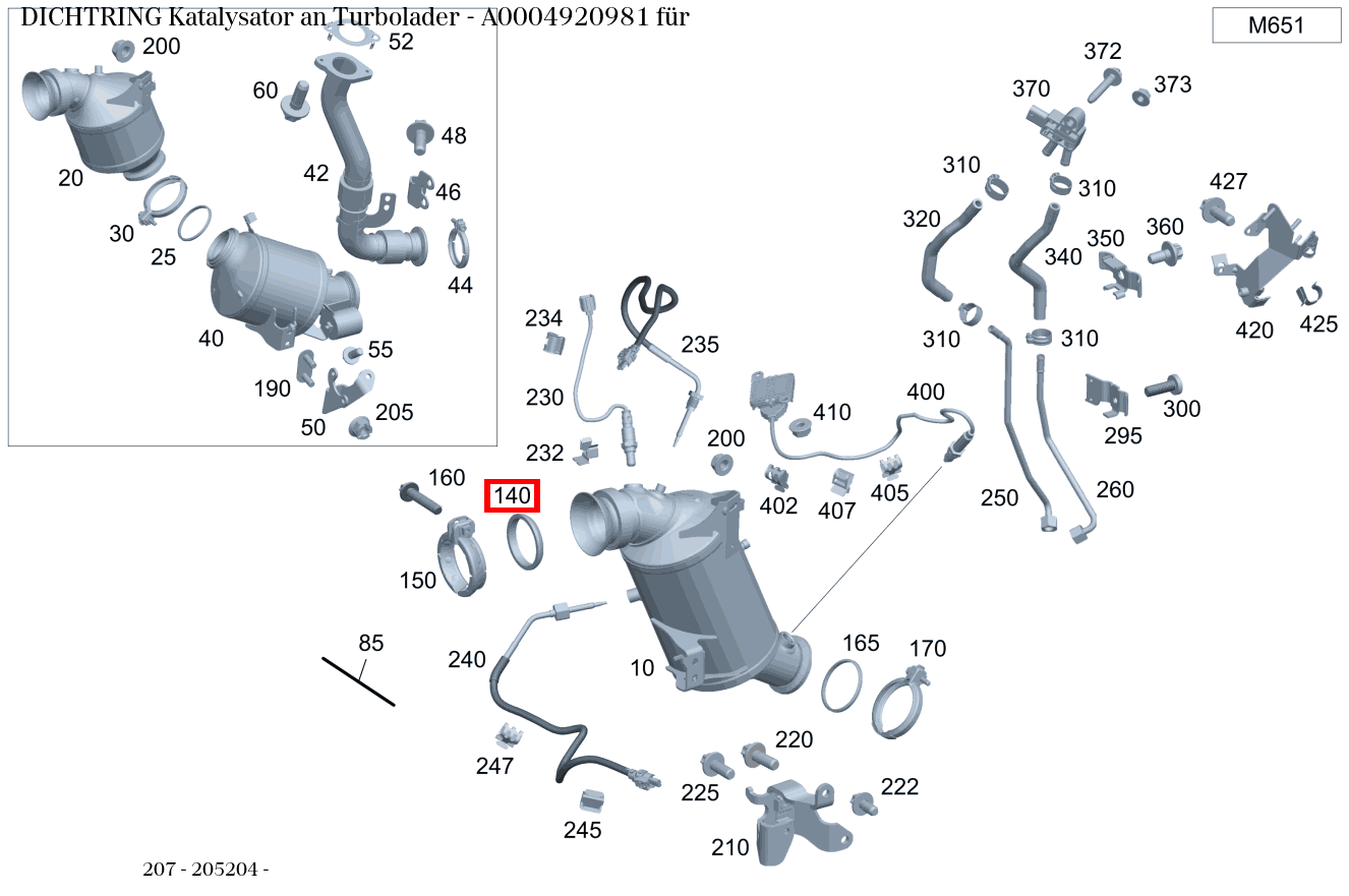 Dichtring Katalysator an Turbolader 207 Dichtring Katalysator an Turbolader 207