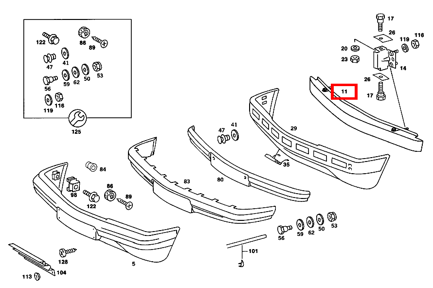 Stossfänger OHNE VERKLEIDUNG 190 201