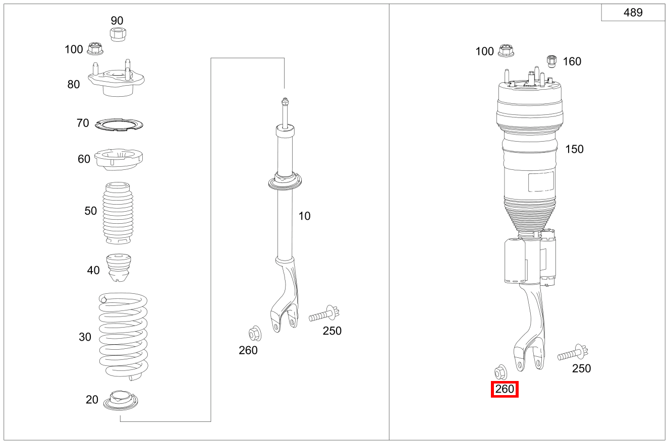 Mutter Federbein an Federlenker; M14X1.5 Mercedes-Benz GLC 63 AMG S 4M+ 253