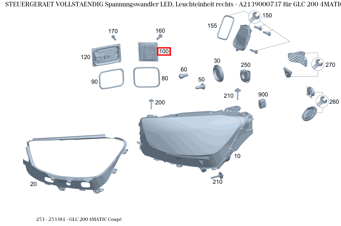 Steuergerät vollständig Spannungswandler LED, Leuchteinheit rechts GLC 200 4MATIC Coupé 253 Steuergerät vollständig Spannungswandler LED, Leuchteinheit rechts GLC 200 4MATIC Coupé 253