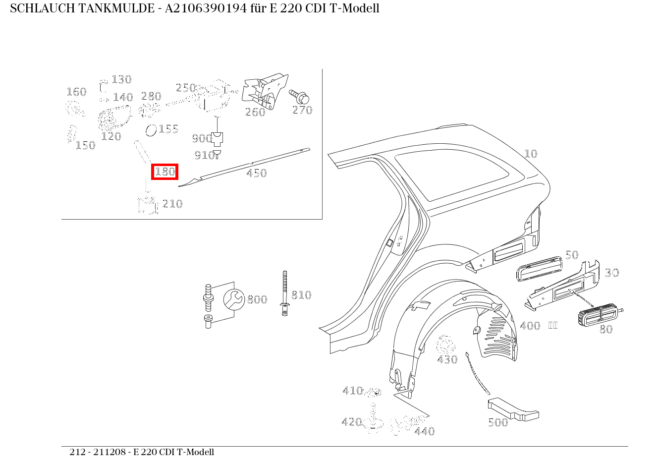 Schlauch TANKMULDE E 220 CDI T-Modell 212 Schlauch TANKMULDE E 220 CDI T-Modell 212