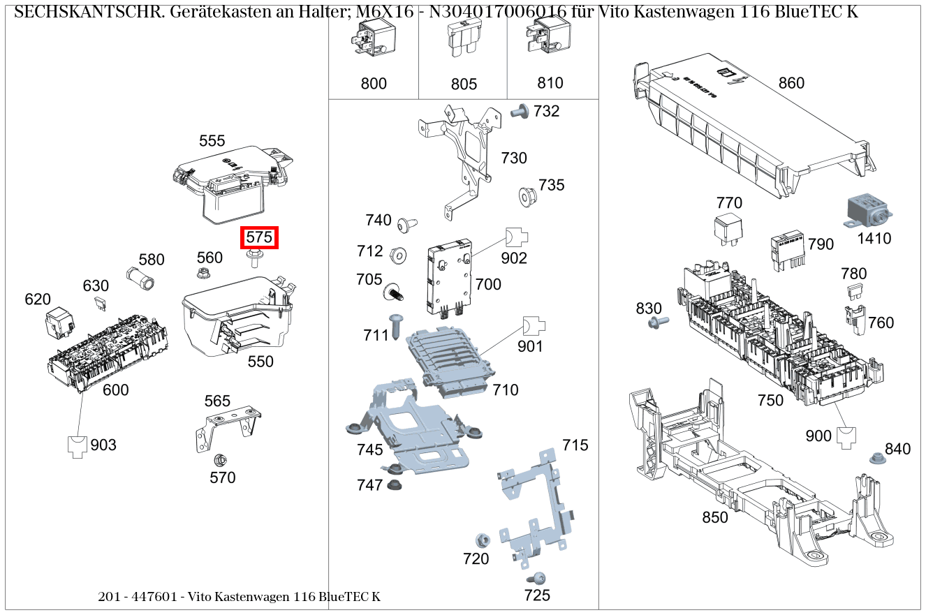 Sechskantschraube Gerätekasten an Halter; M6X16 Vito Kastenwagen 116 BlueTEC K 201