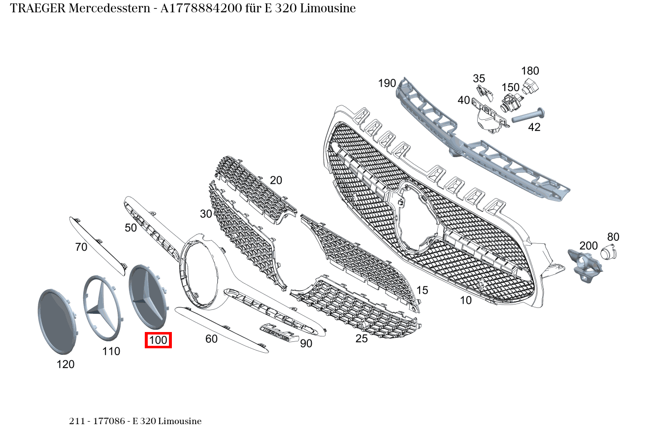 Träger Mercedesstern E 320 Limousine 211 Träger Mercedesstern E 320 Limousine 211