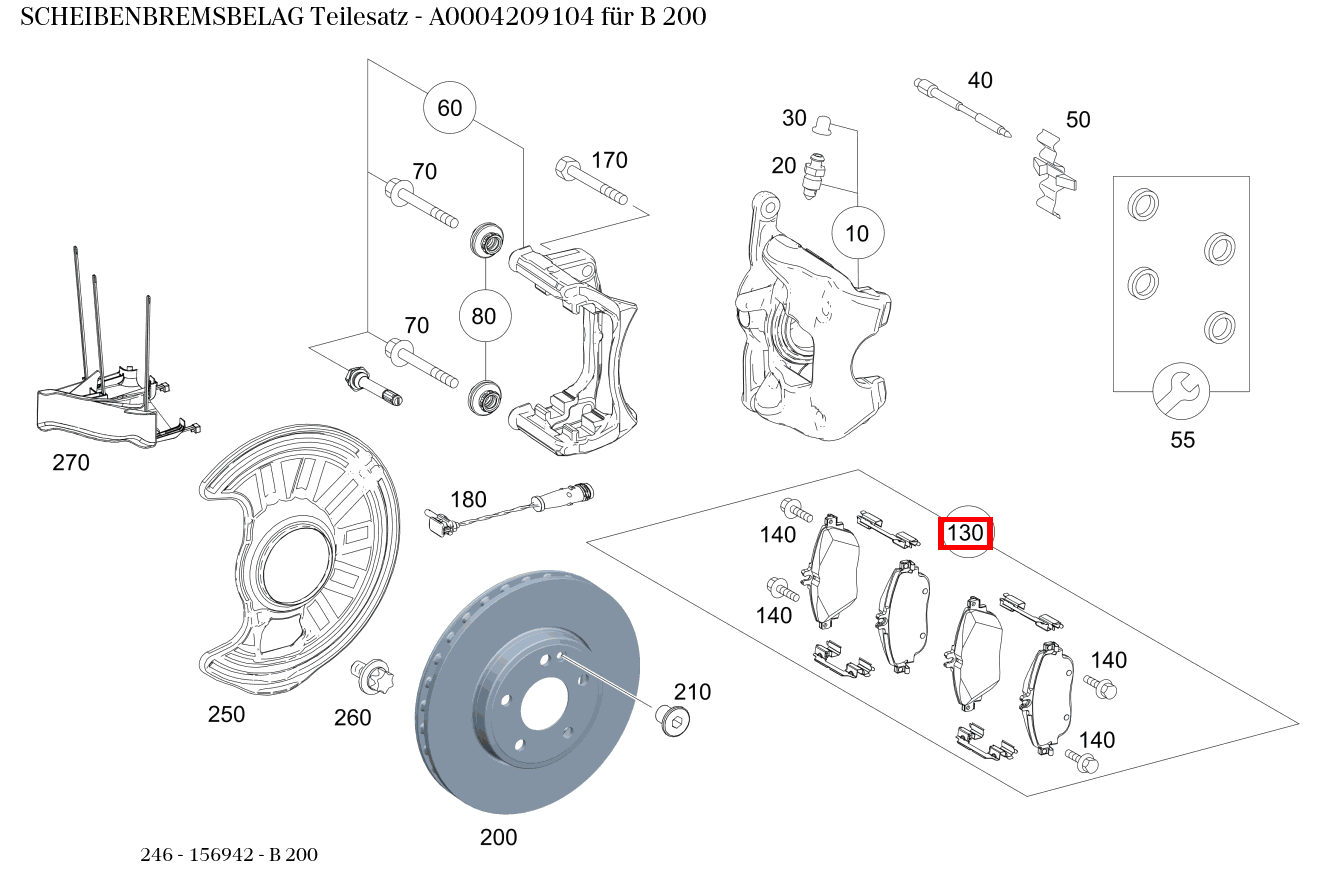 Scheibenbremsbelag Teilesatz B 200 246