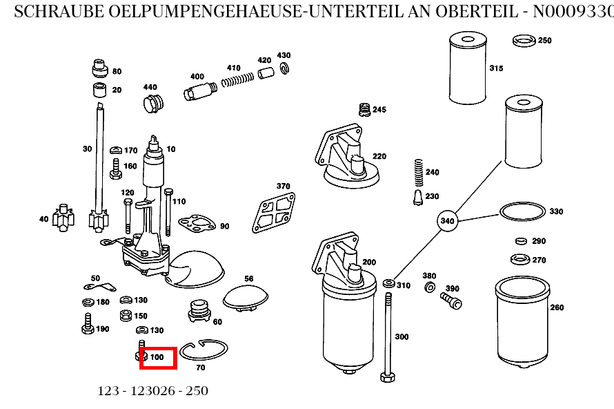 Schraube OELPUMPENGEHAEUSE-UNTERTEIL AN OBERTEIL 250 123