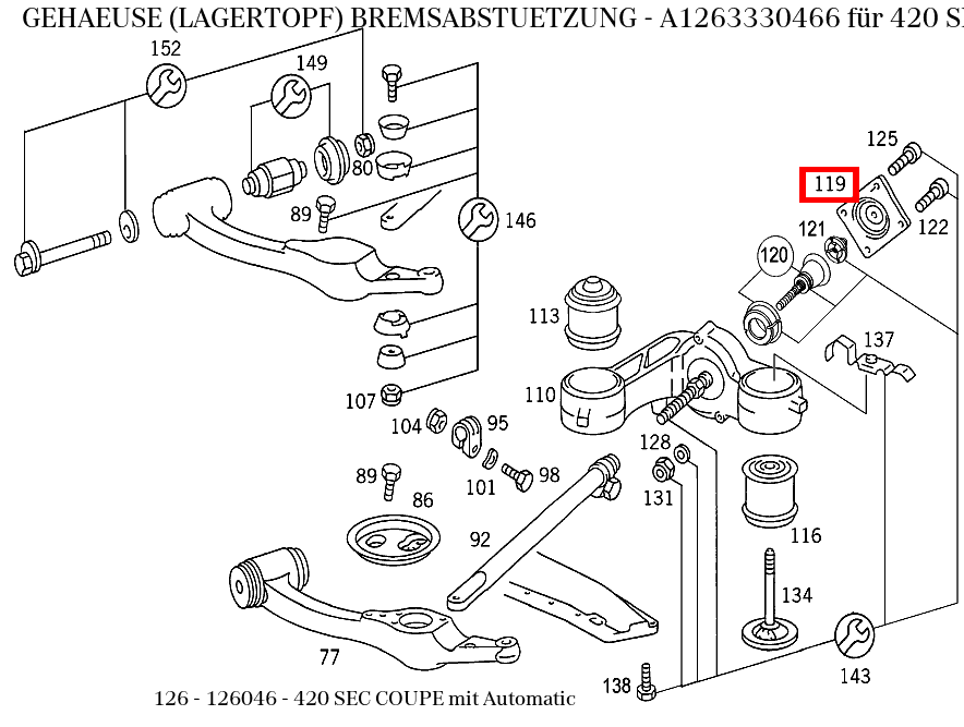Gehäuse (LAGERTOPF) BREMSABSTUETZUNG für SE-Klasse 126 kaufen