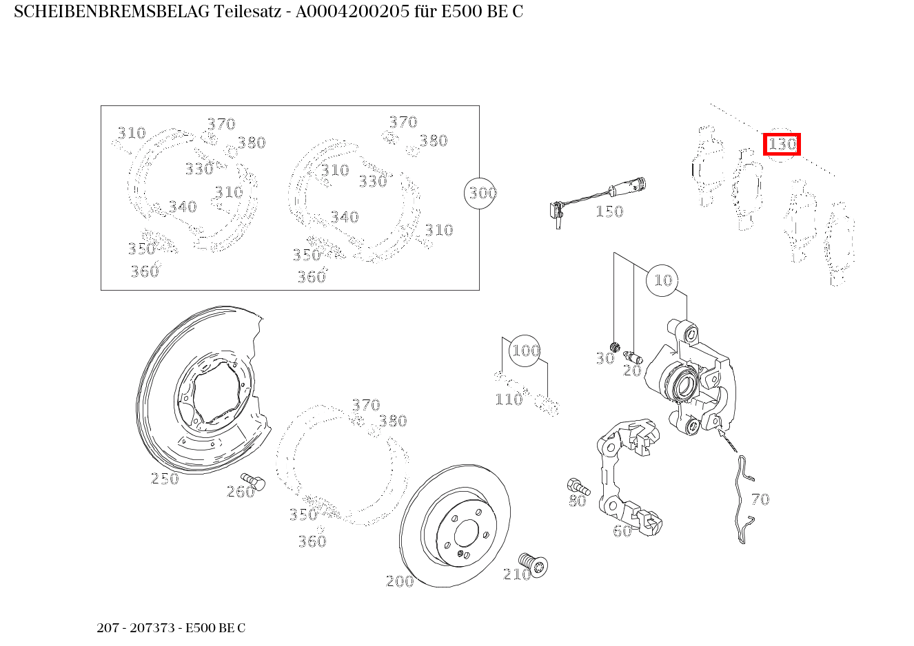 Scheibenbremsbelag Teilesatz E500 BE C 207 Scheibenbremsbelag Teilesatz E500 BE C 207
