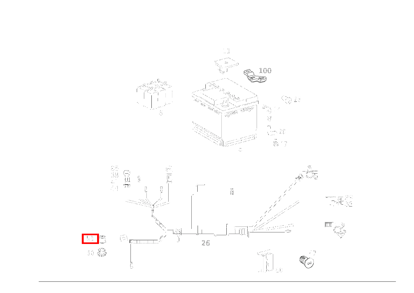 SCHUTZKAPPE STECKVERBIND. AN STARTER-BATTERIE FRONT GLE 167, A 168  