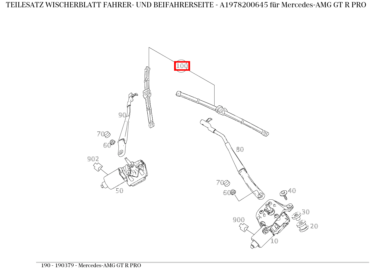 Teilesatz Wischerblatt FAHRER- UND BEIFAHRERSEITE Mercedes-AMG GT R PRO 190 Teilesatz Wischerblatt FAHRER- UND BEIFAHRERSEITE Mercedes-AMG GT R PRO 190