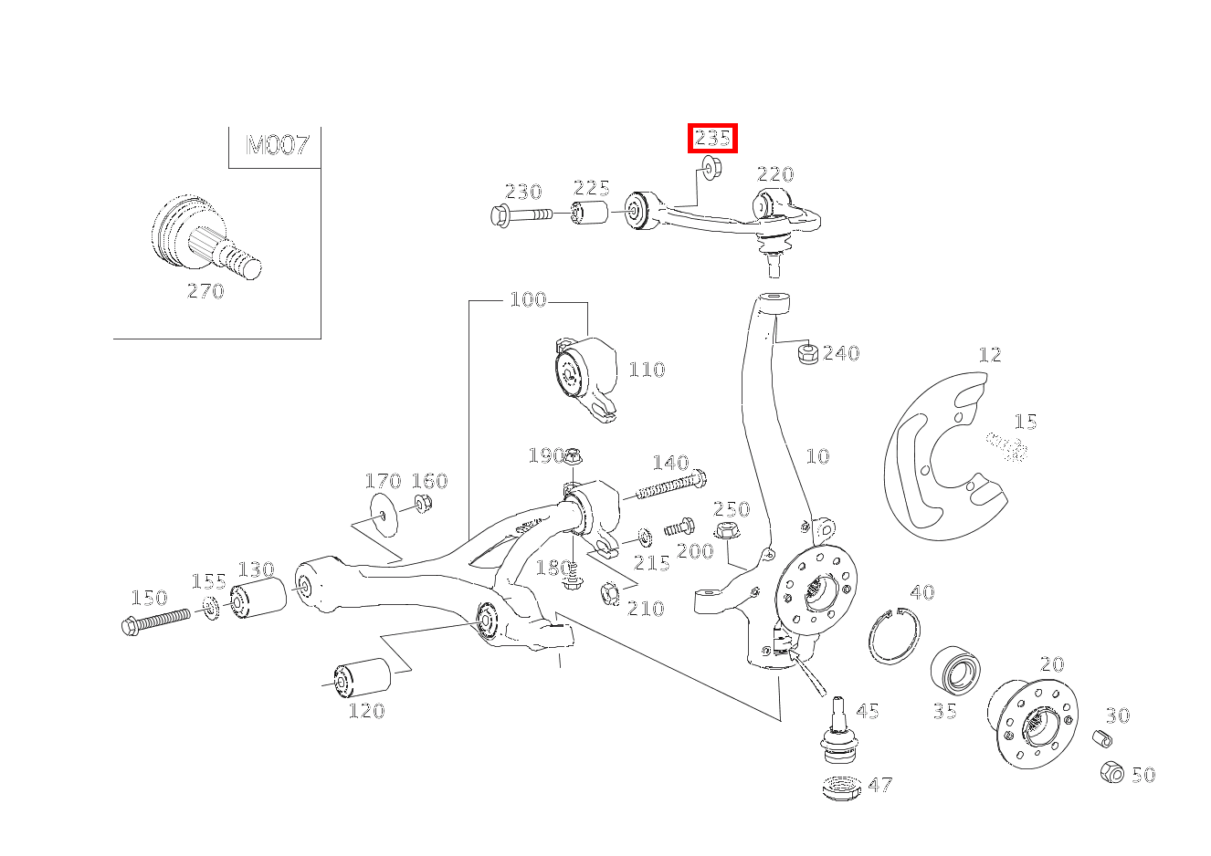 Mutter QUERLENKER OBEN AN AUFBAU; M10 R 500 L 251 Mutter QUERLENKER OBEN AN AUFBAU; M10 R 500 L 251