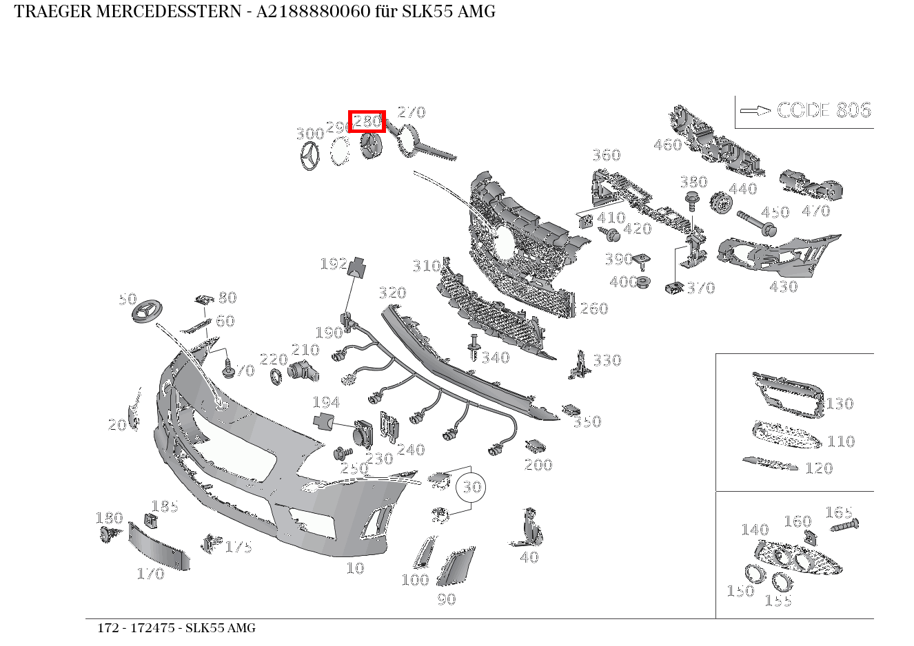 Träger MERCEDESSTERN SLK55 AMG 172