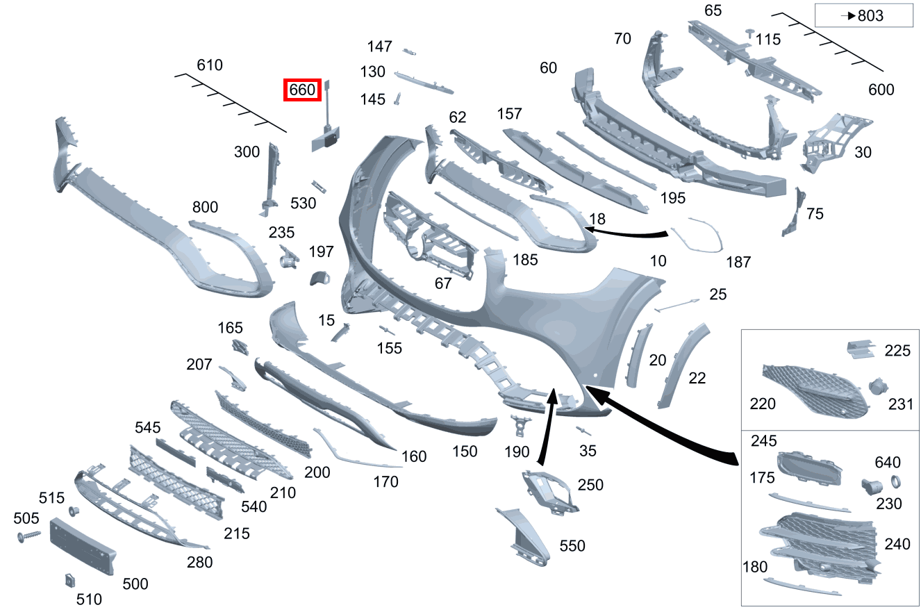 Radarsensor SEITLICH LINKS UND RECHTS Mercedes-AMG GLS 63 4MATIC+ 167