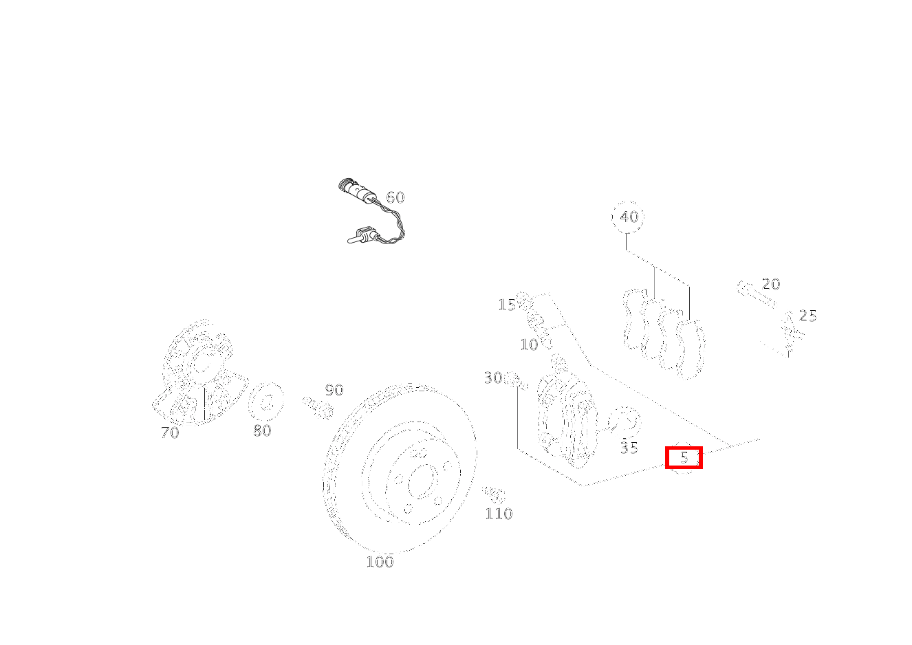 Teilesatz Bremssattel Vorn links CL 215, CLS 219, S 220 und 