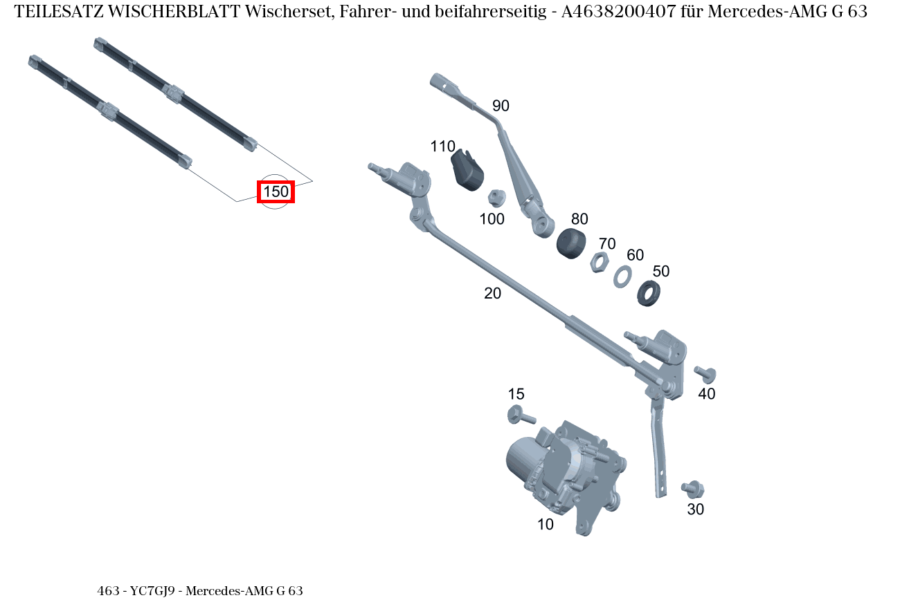 Teilesatz Wischerblatt Wischerset, Fahrer- und beifahrerseitig Mercedes-AMG G 63 463 Teilesatz Wischerblatt Wischerset, Fahrer- und beifahrerseitig Mercedes-AMG G 63 463