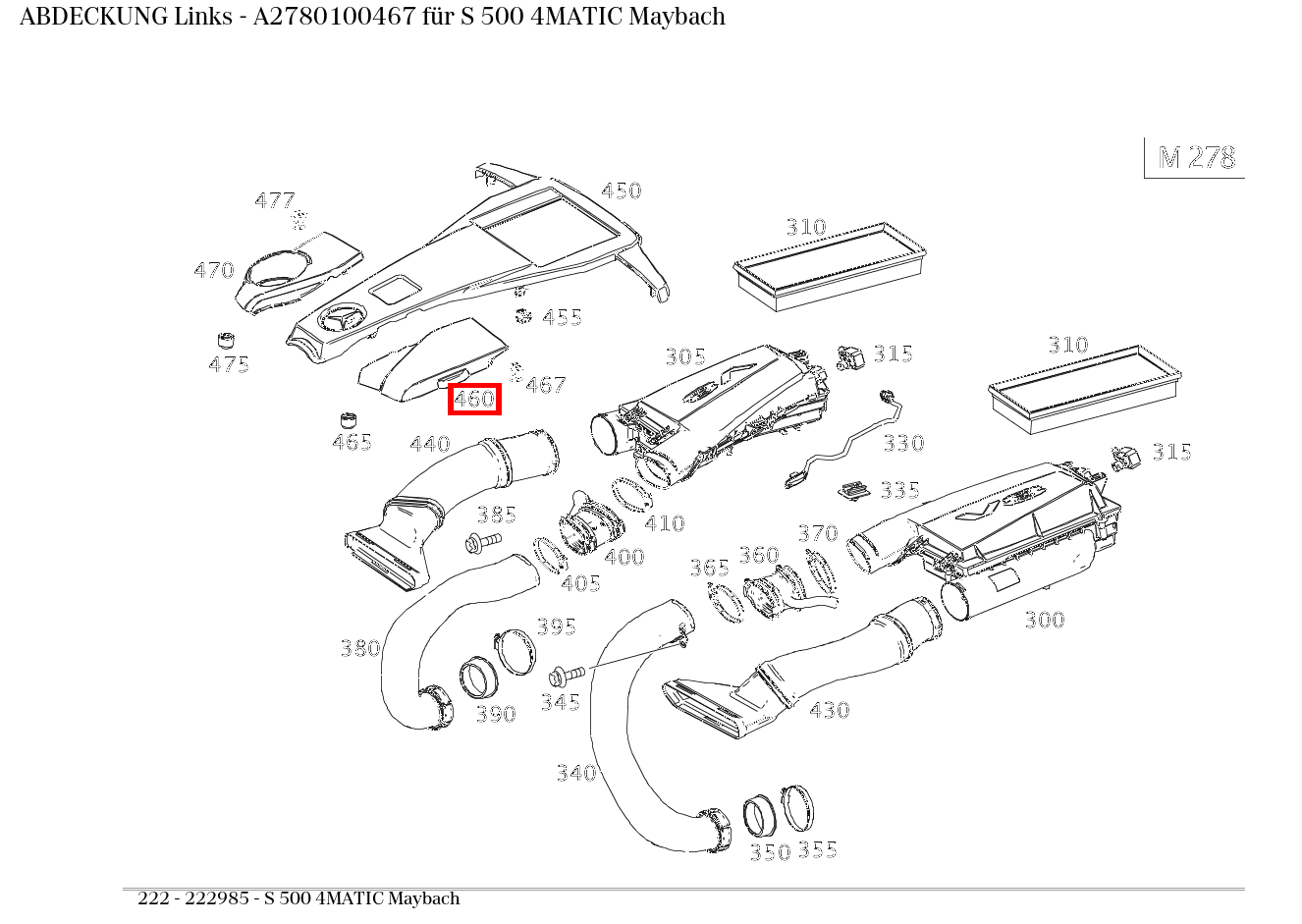 Abdeckung Links S 500 4MATIC Maybach 222