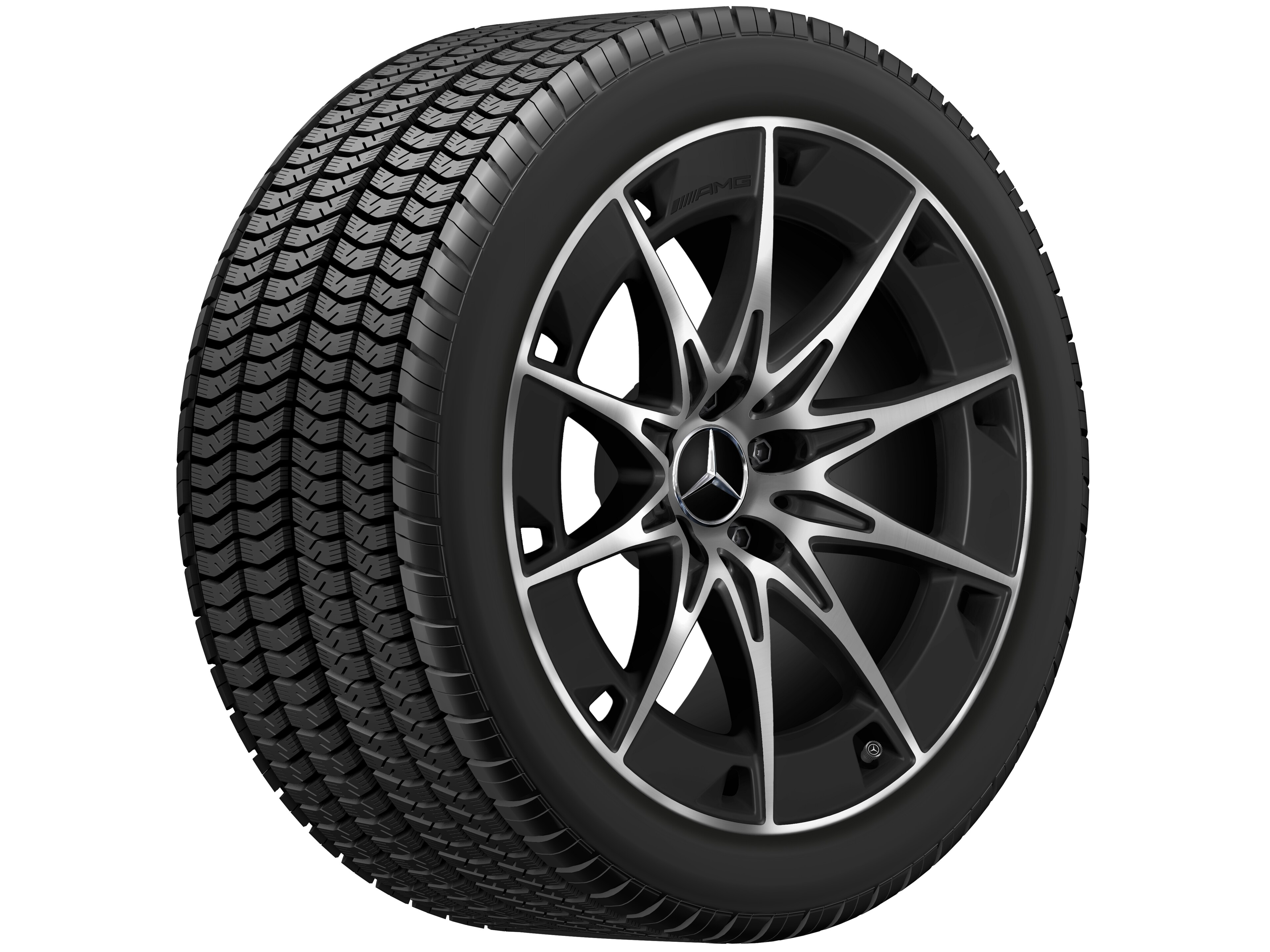 AMG 10-Speichen-Rad, 19 Zoll, glanzgedreht 9,5 J x 19 ET 19, schwarz matt, glanzgedreht