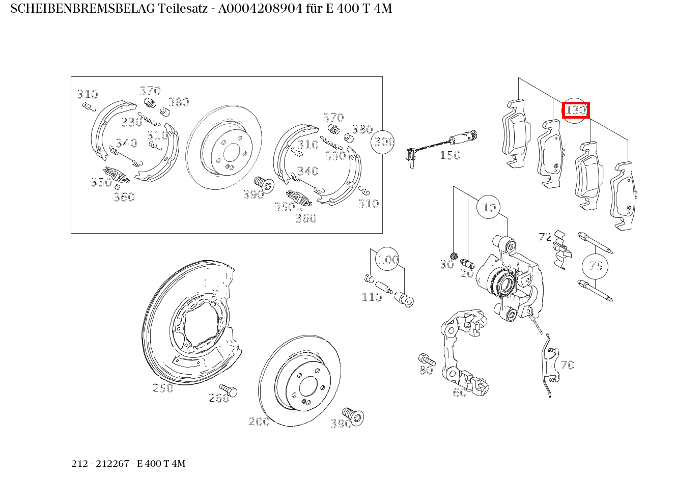 Scheibenbremsbelag Teilesatz E 400 T 4M 212 Scheibenbremsbelag Teilesatz E 400 T 4M 212