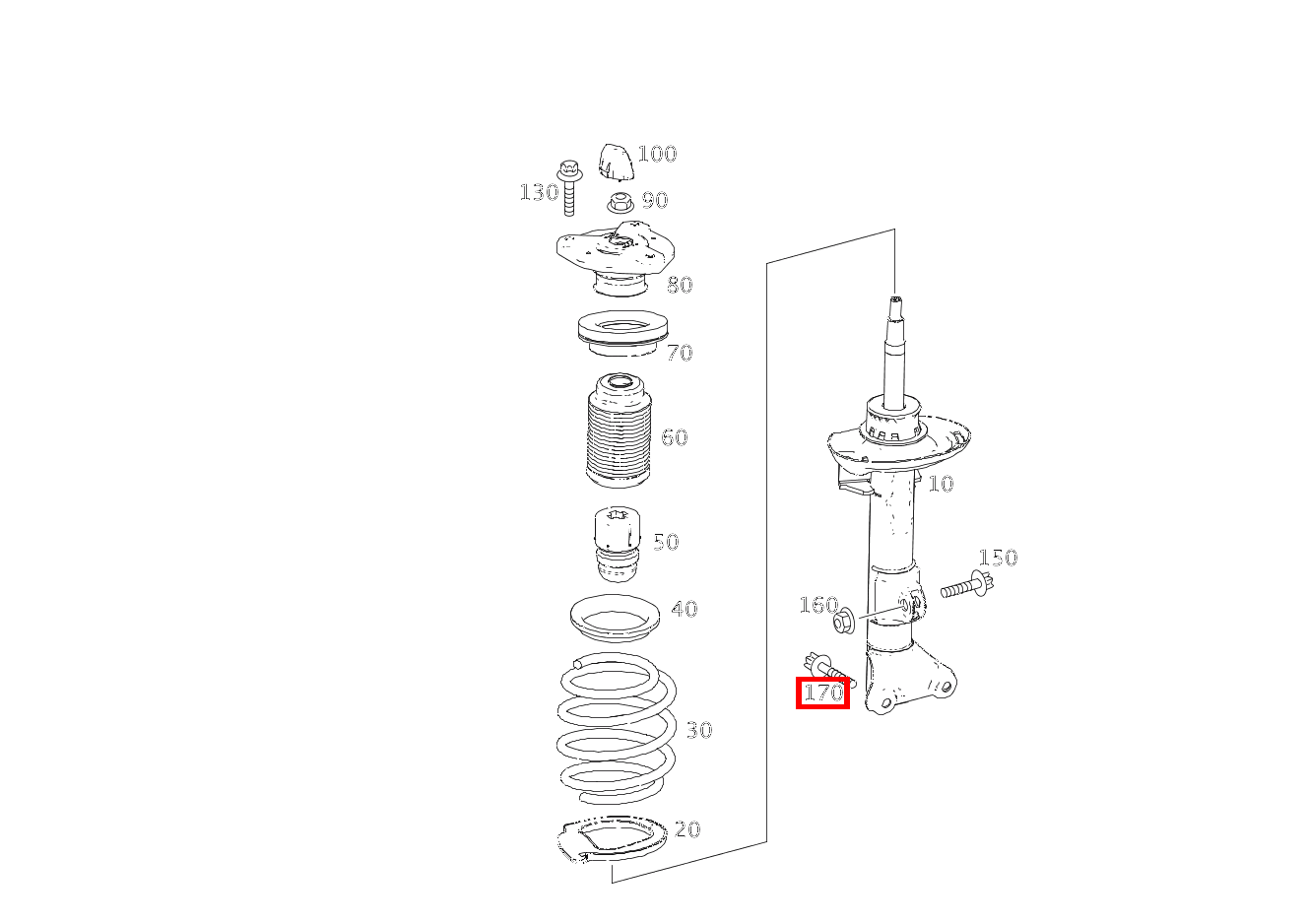Kombi-Schraube Federbein an Achsschenkel unten; M12X20 E 500/550 CABR. 207 Kombi-Schraube Federbein an Achsschenkel unten; M12X20 E 500/550 CABR. 207