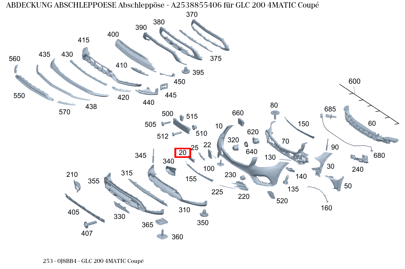 Abdeckung Abschleppöse Abschleppöse GLC 200 4MATIC Coupé 253