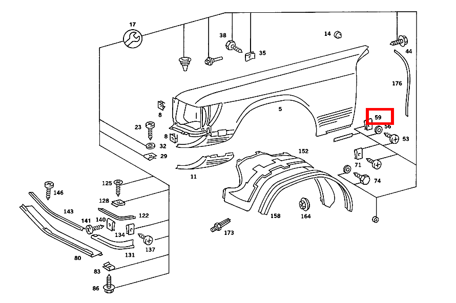 CLIPSMUTTER BLECHSCHRAUBE VORDERKOTFLUEGEL AN QUERTRAEGER 560 SL 107 CLIPSMUTTER BLECHSCHRAUBE VORDERKOTFLUEGEL AN QUERTRAEGER 560 SL 107