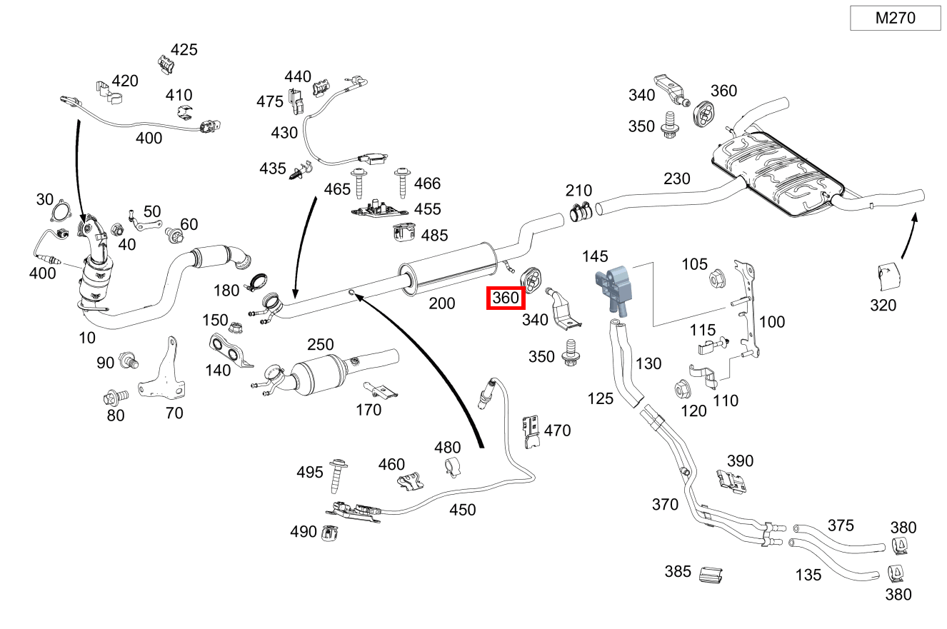 Aufhängering Auspuffanlage Mitte CLA 200 Shooting Brake 212 Aufhängering Auspuffanlage Mitte CLA 200 Shooting Brake 212