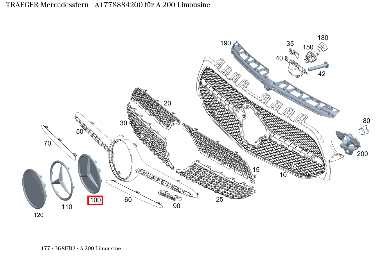 Träger Mercedesstern A 200 Limousine 177 Träger Mercedesstern A 200 Limousine 177