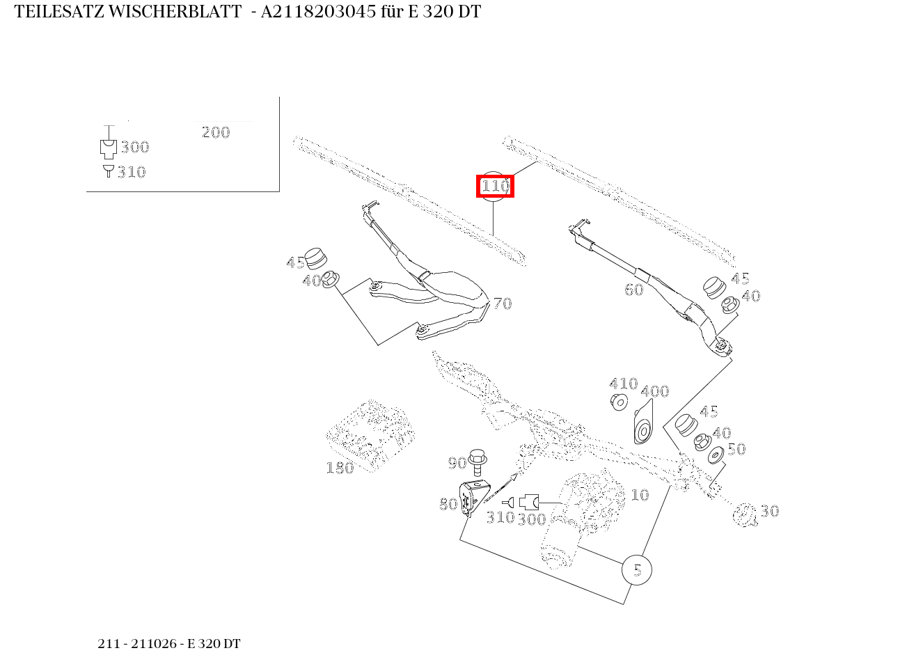 Teilesatz Wischerblatt E 320 DT 211 Teilesatz Wischerblatt E 320 DT 211