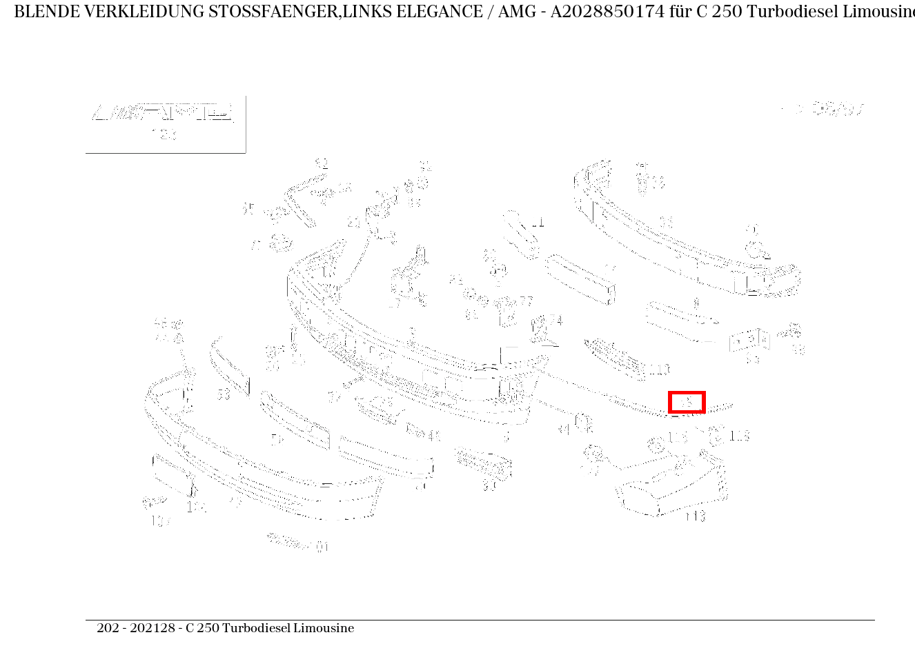 Blende VERKLEIDUNG STOSSFAENGER,LINKS ELEGANCE / AMG C 250 Turbodiesel Limousine 202