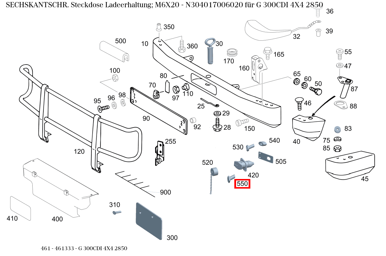 Sechskantschraube Steckdose Ladeerhaltung; M6X20 G 300CDI 4X4 2850 461