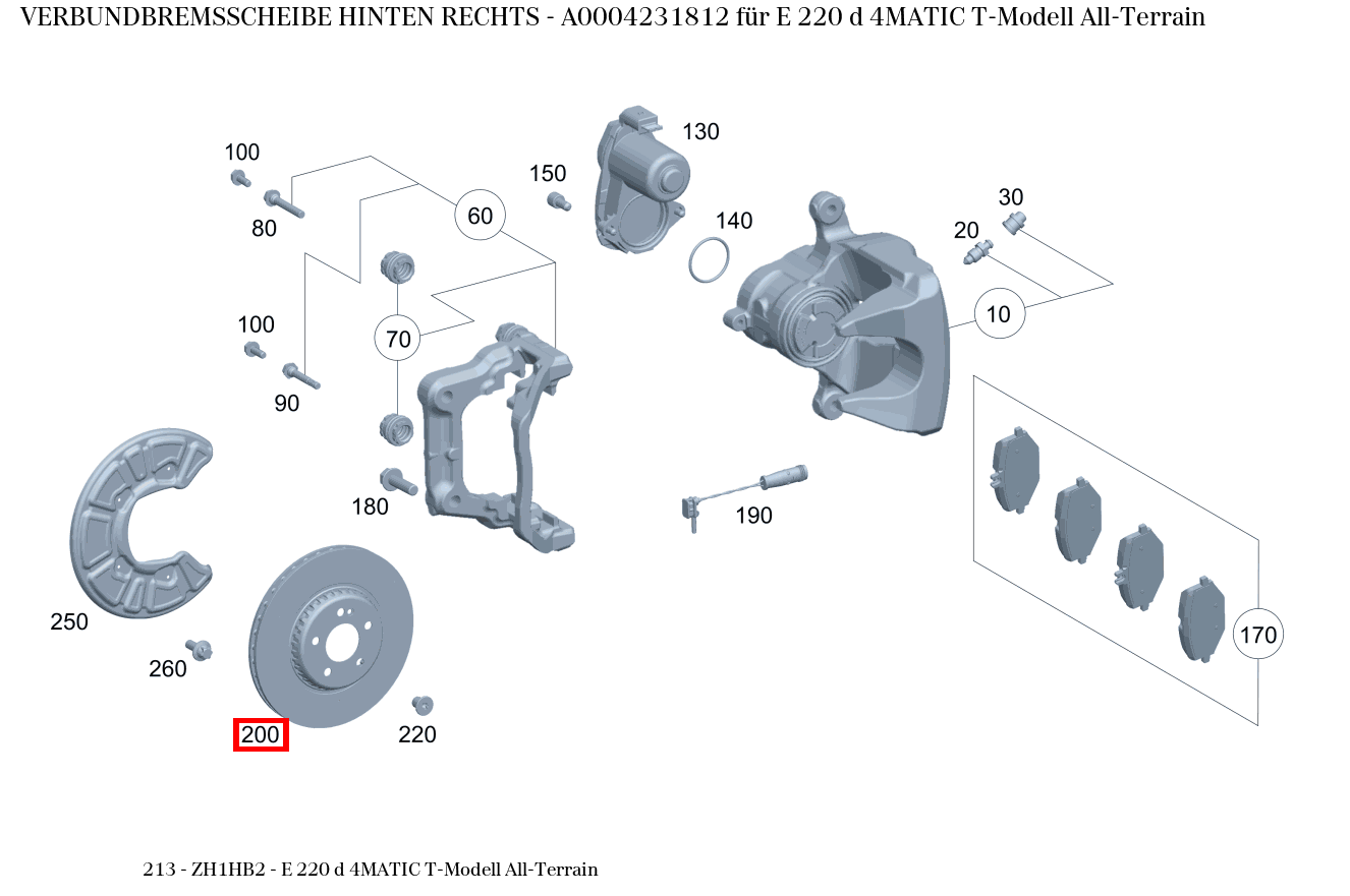 Verbundbremsscheibe HINTEN RECHTS E 220 d 4MATIC T-Modell All-Terrain 213