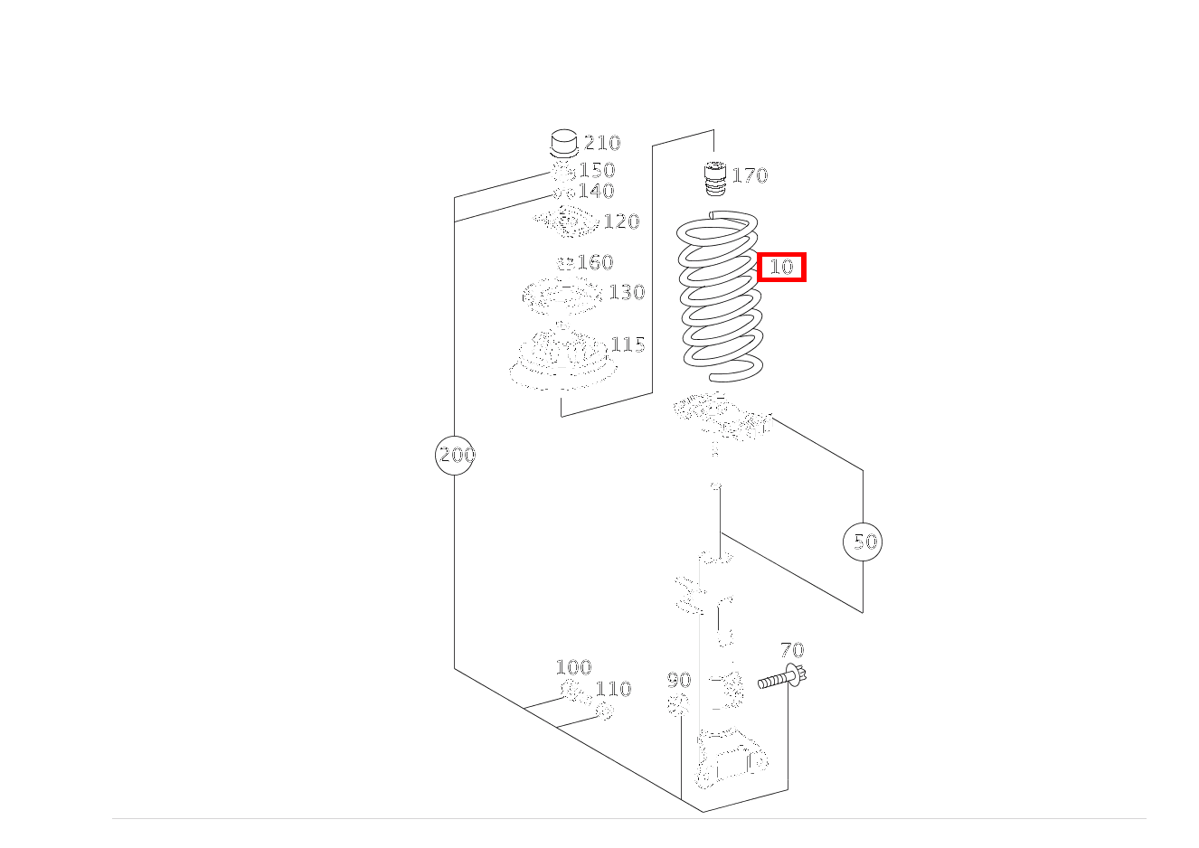 Vorderachsfeder FARBKENNZEICHNUNG: 1 X GELB / 1 X WEISS E 200 T-Limousine 210 Vorderachsfeder FARBKENNZEICHNUNG: 1 X GELB / 1 X WEISS E 200 T-Limousine 210
