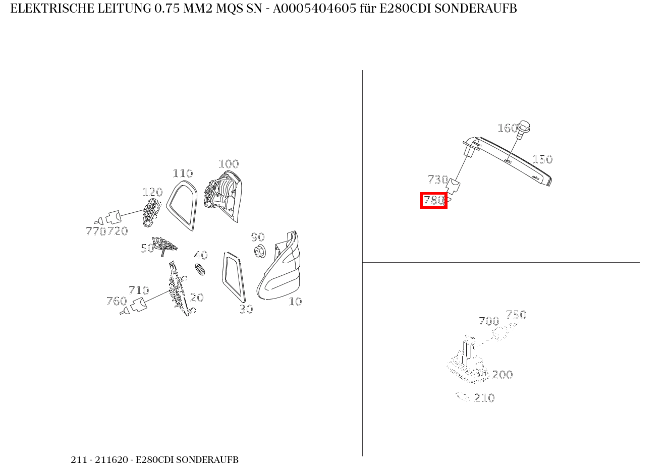 Elektrische Leitung 0.75 MM2 MQS SN E280CDI SONDERAUFB 211 Elektrische Leitung 0.75 MM2 MQS SN E280CDI SONDERAUFB 211