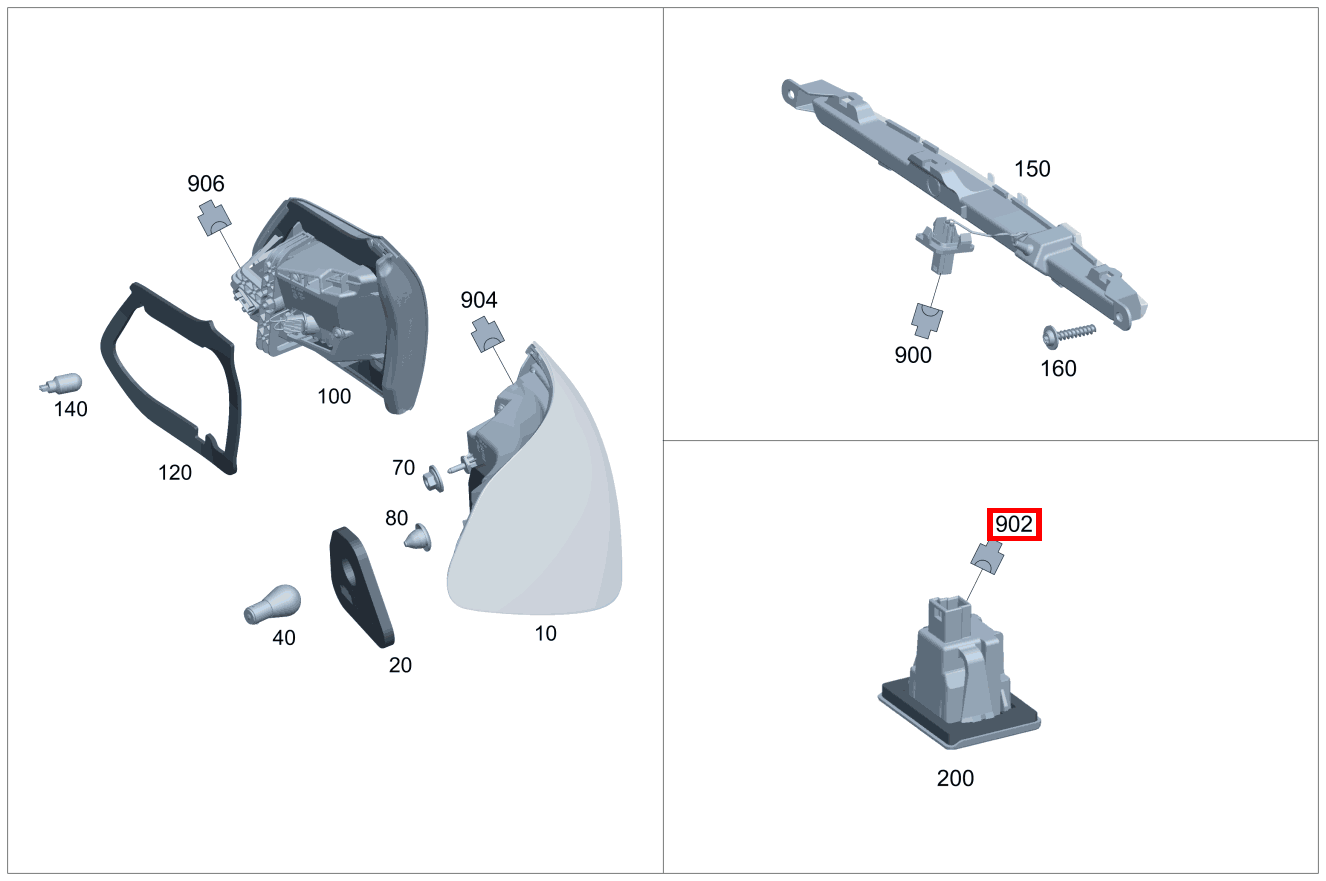 Stecker 3. Bremslicht E21; 2-PIN MQS SL 230, CLA 117, GLA 156 und  
