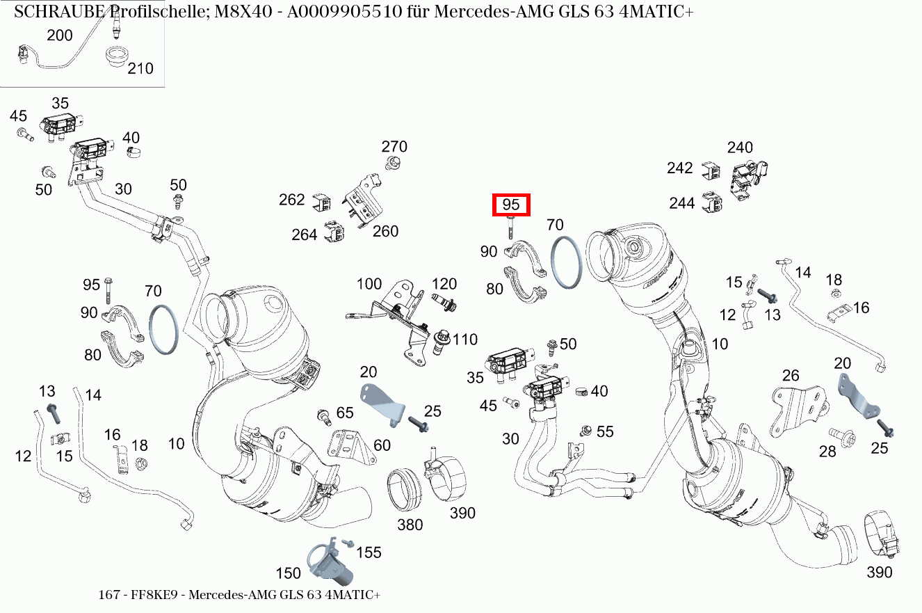 Schraube PROFILSCHELLE; M8X40 GLE 167, E 213, CL 216 und weitere 