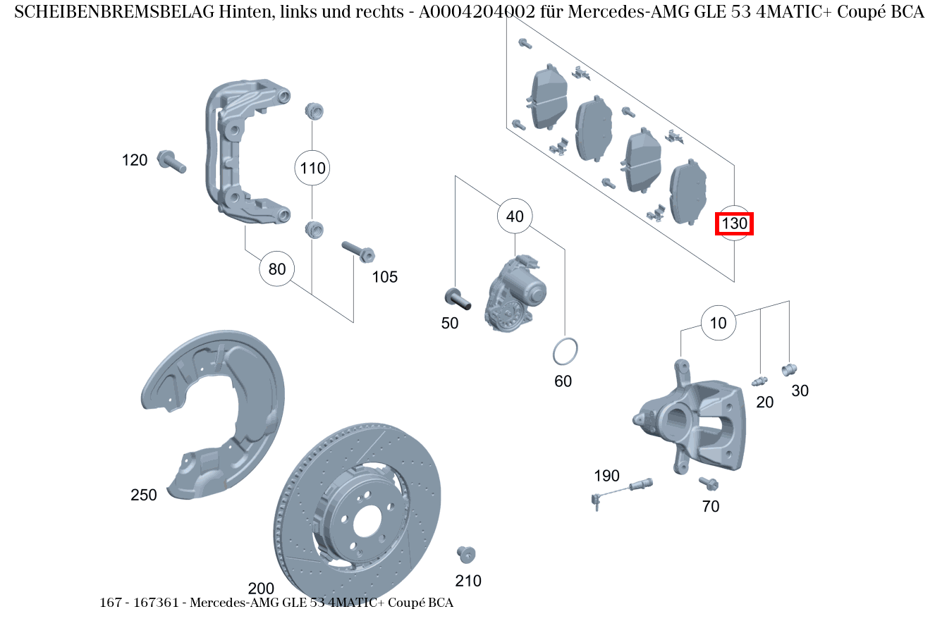 Scheibenbremsbelag Hinten, links und rechts Mercedes-AMG GLE 53 4MATIC+ Coupé BCA 167 Scheibenbremsbelag Hinten, links und rechts Mercedes-AMG GLE 53 4MATIC+ Coupé BCA 167