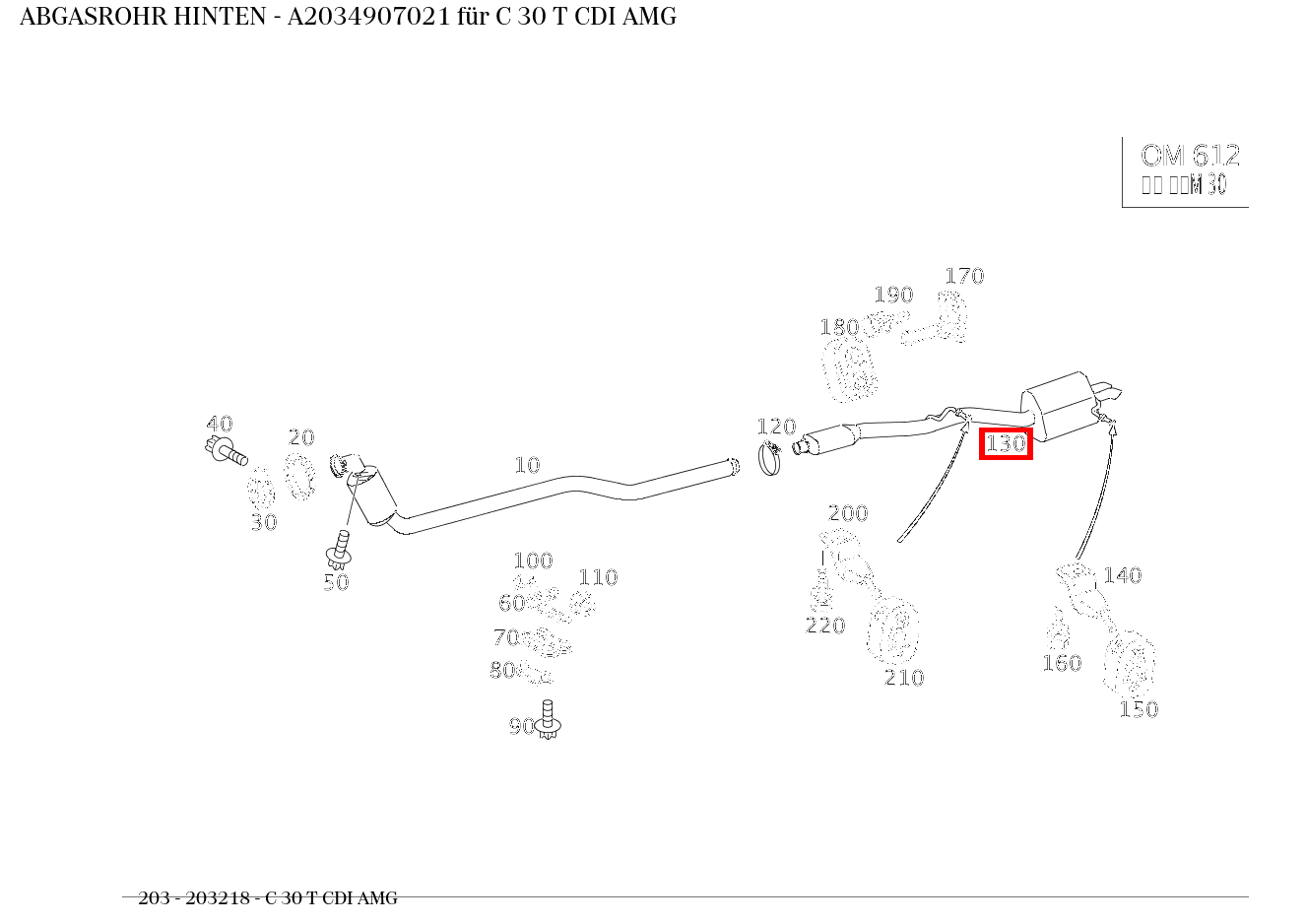 Abgasrohr HINTEN C 30 T CDI AMG 203 Abgasrohr HINTEN C 30 T CDI AMG 203