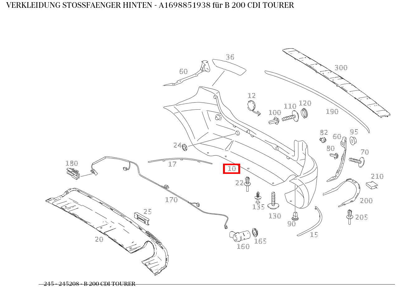 Verkleidung STOSSFAENGER HINTEN für B-Klasse 245 kaufen 