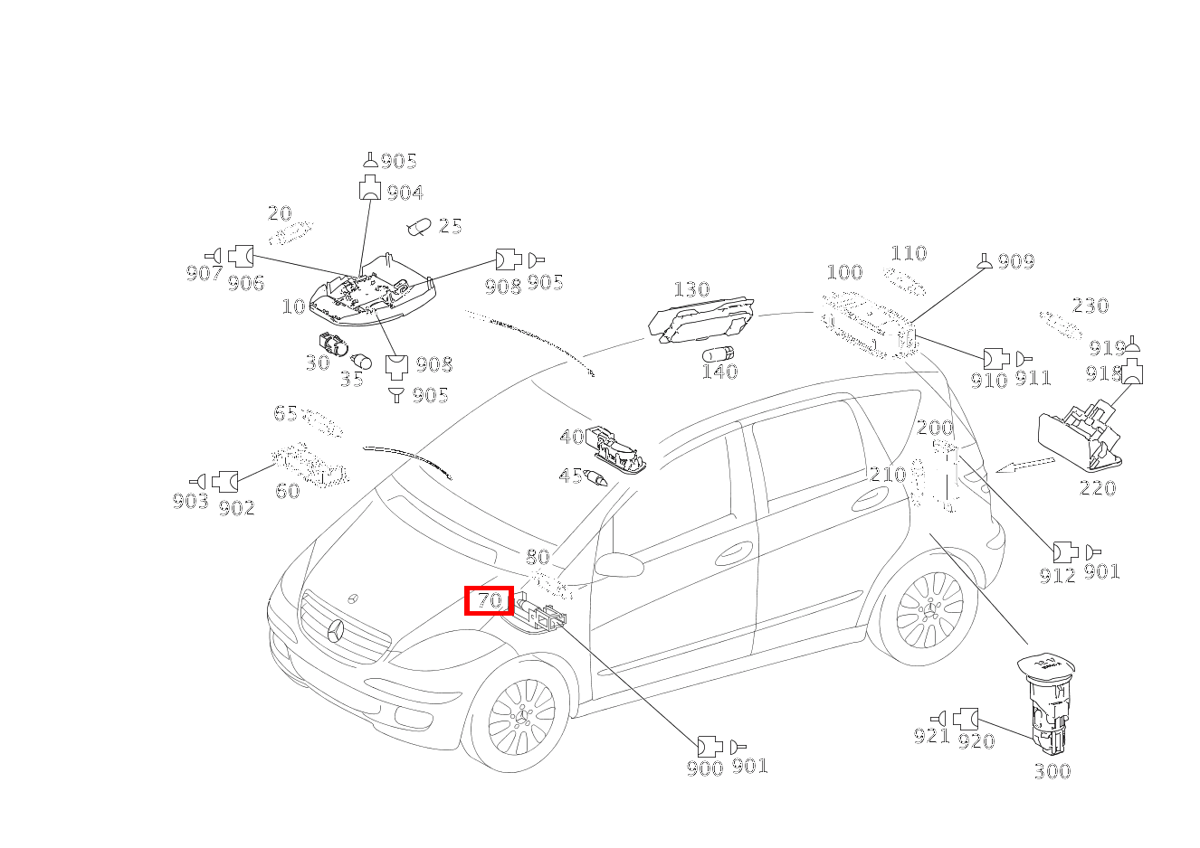 Innenleuchte FUSSRAUMLEUCHTE FAHRER UND BEIFAHRER A 160 BlueEFFICIENCY Limousine 205 Innenleuchte FUSSRAUMLEUCHTE FAHRER UND BEIFAHRER A 160 BlueEFFICIENCY Limousine 205
