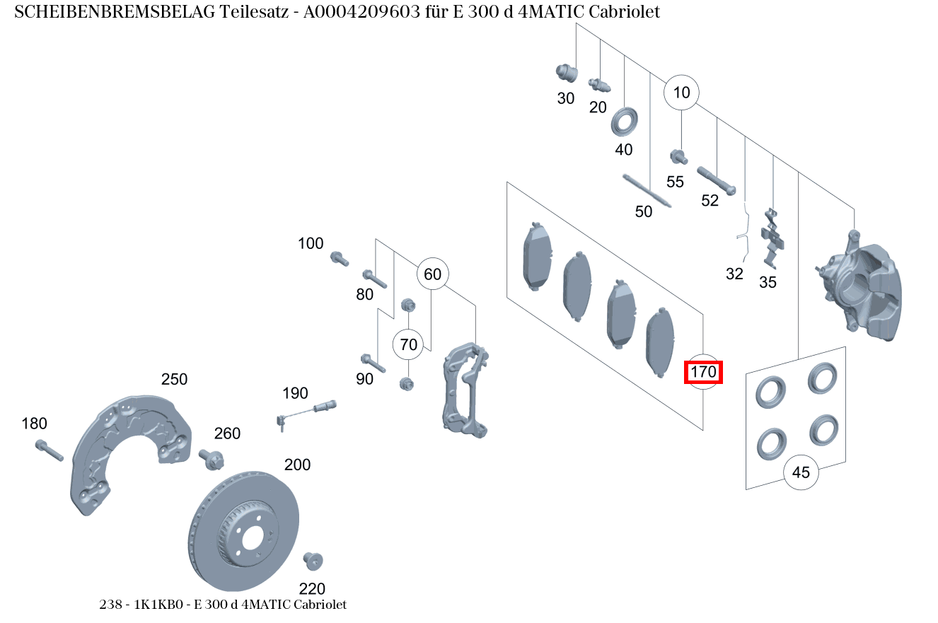 Scheibenbremsbelag Teilesatz E 300 d 4MATIC Cabriolet 238 Scheibenbremsbelag Teilesatz E 300 d 4MATIC Cabriolet 238