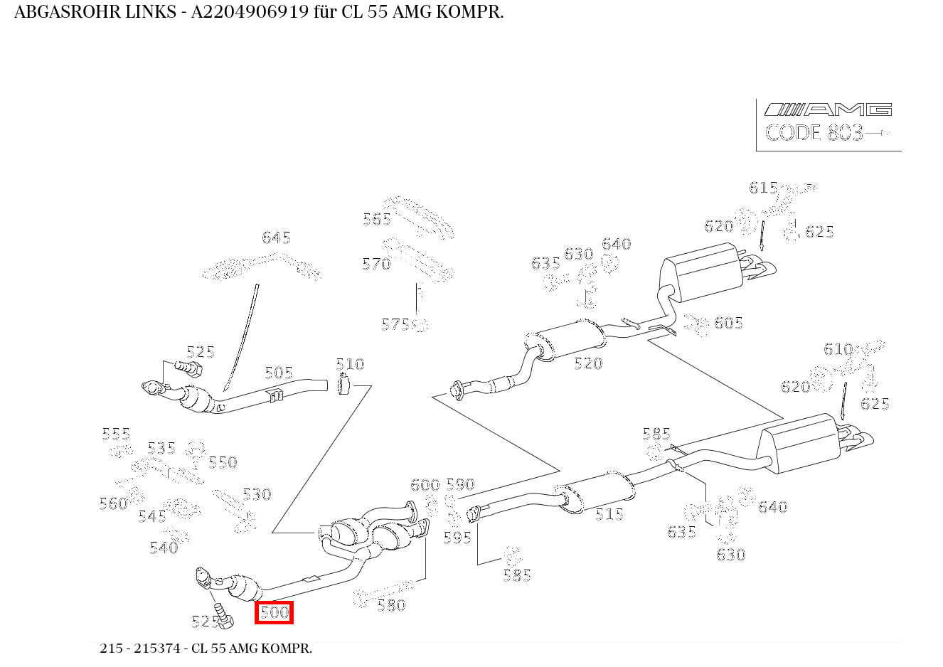 Abgasrohr LINKS CL 55 AMG KOMPR. 215 Abgasrohr LINKS CL 55 AMG KOMPR. 215