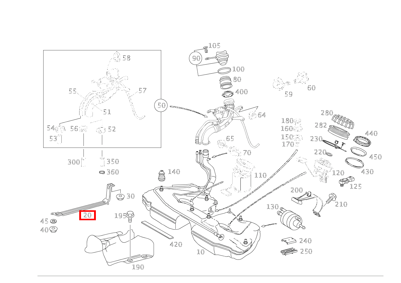 Spannband Tankbefestigung C 320 Sportcoupé 203