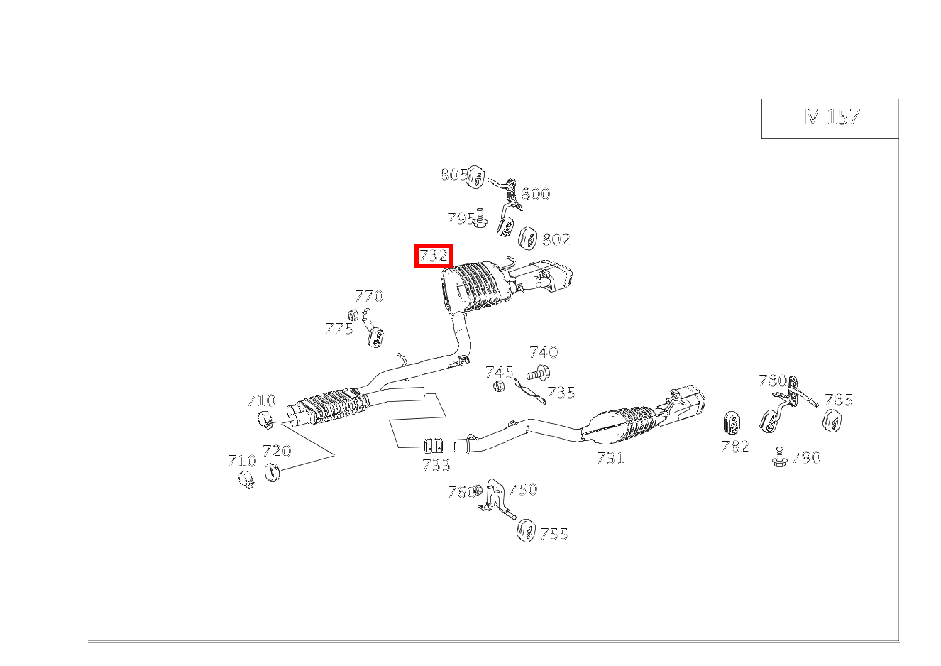 Abgasleitung HINTEN RECHTS Mercedes-AMG CLS 63 4MATIC Shooting Brake 218