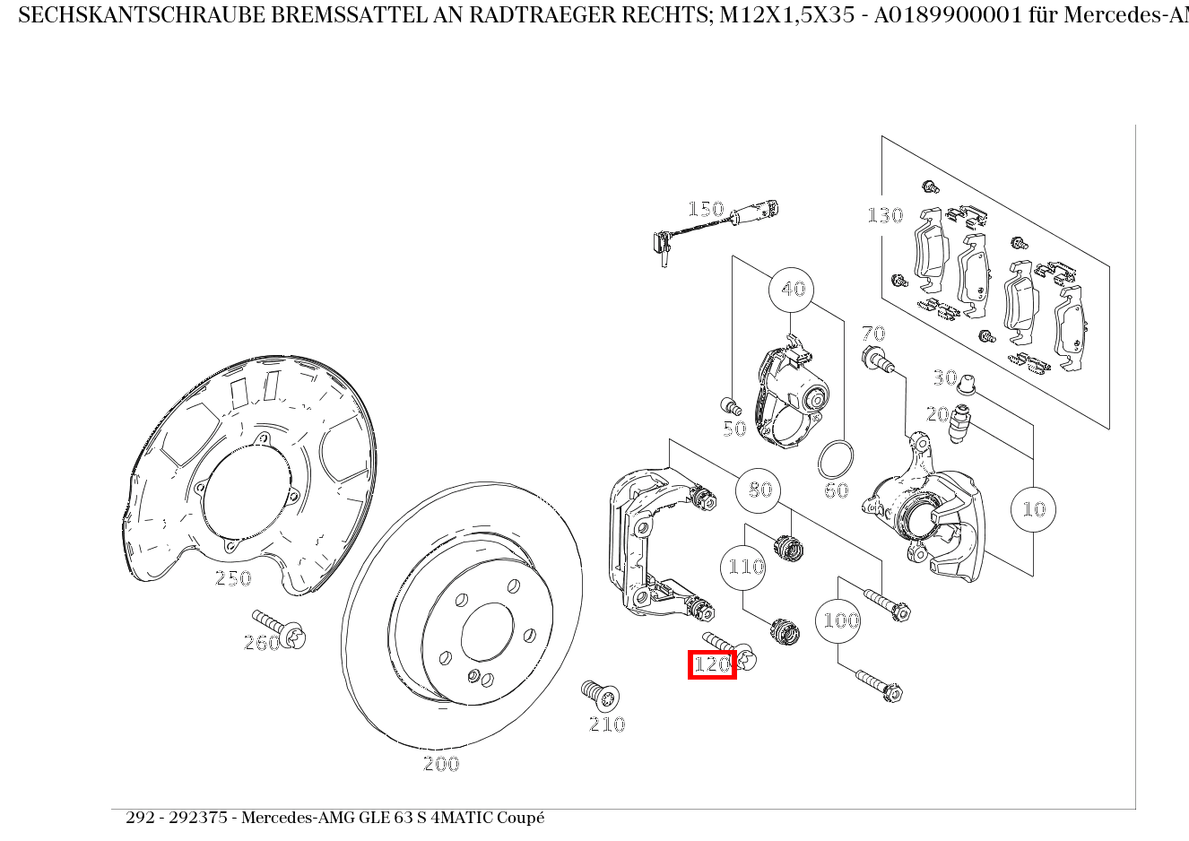 Sechskantschraube BREMSSATTEL AN RADTRAEGER; M12X1,5X35 , , und 