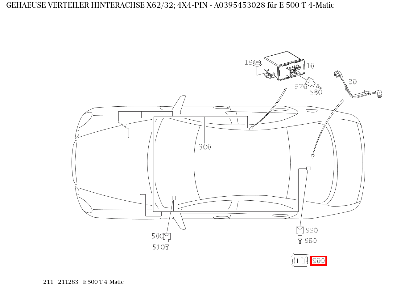 Gehäuse VERTEILER HINTERACHSE X62/32; 4X4-PIN E 500 T 4-Matic 211 Gehäuse VERTEILER HINTERACHSE X62/32; 4X4-PIN E 500 T 4-Matic 211