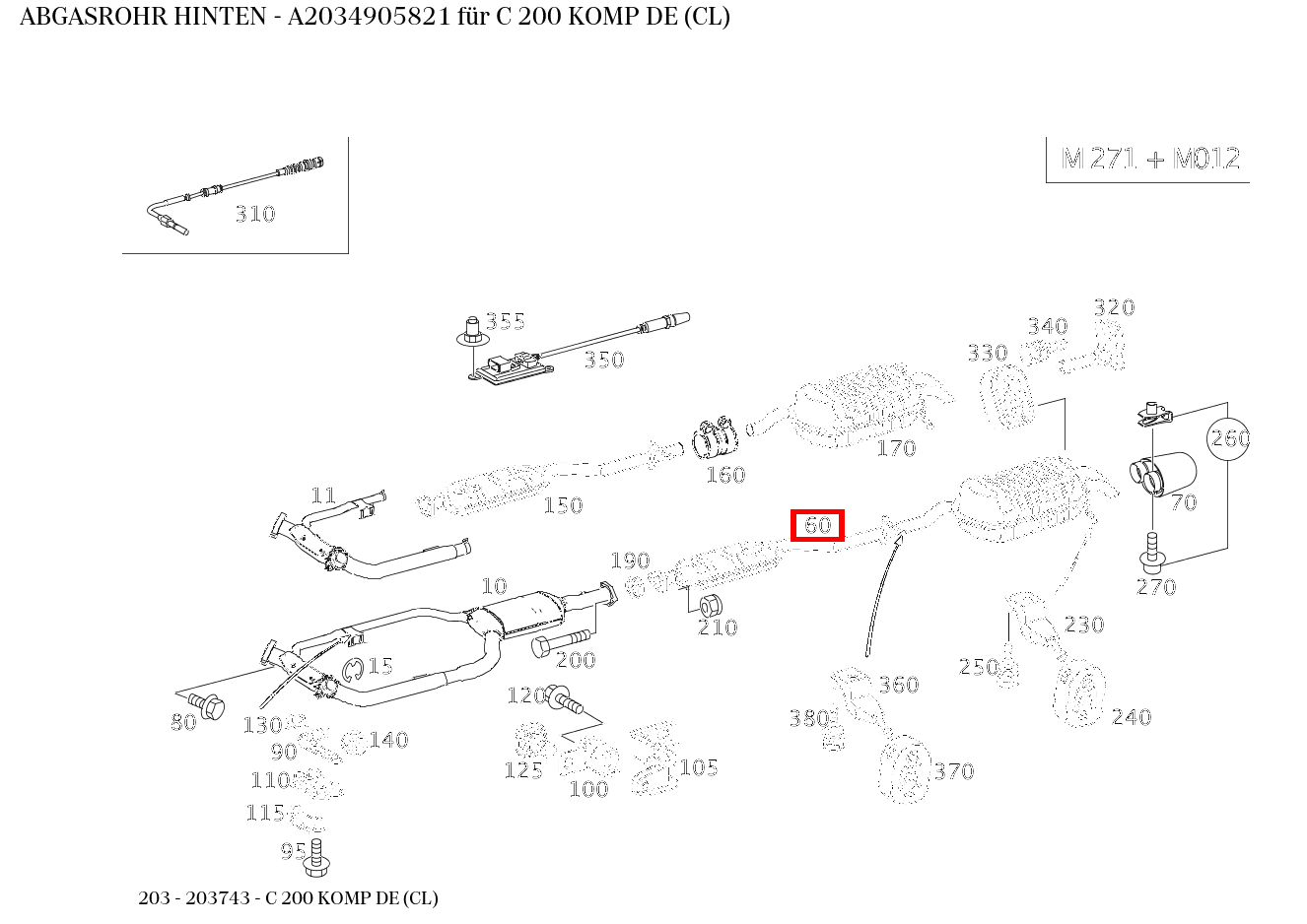 Abgasrohr HINTEN für C-Klasse 203 kaufen 