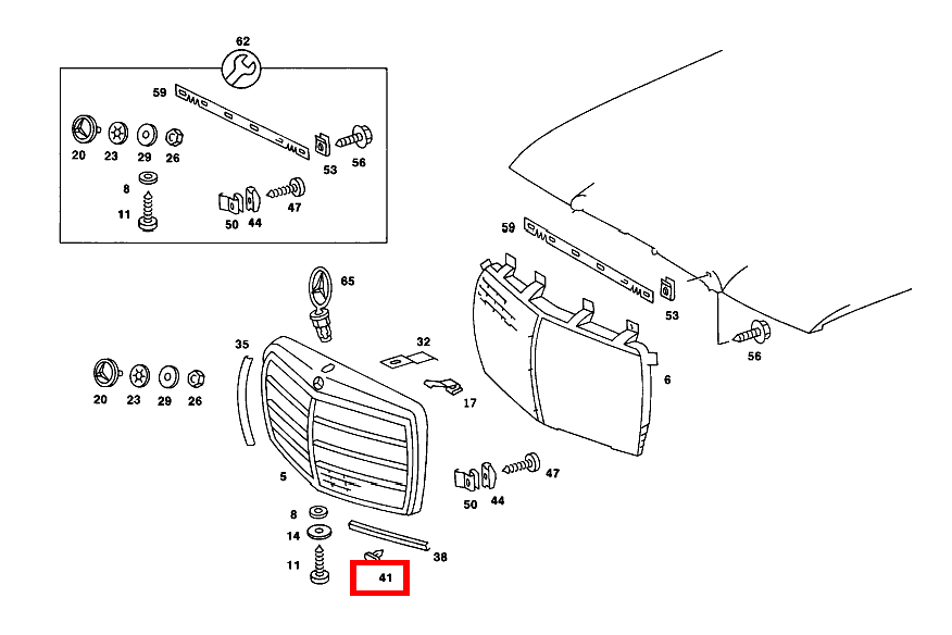 Klammer ZIERSTAB AN KUEHLERGITTER 230 TE 123 Klammer ZIERSTAB AN KUEHLERGITTER 230 TE 123