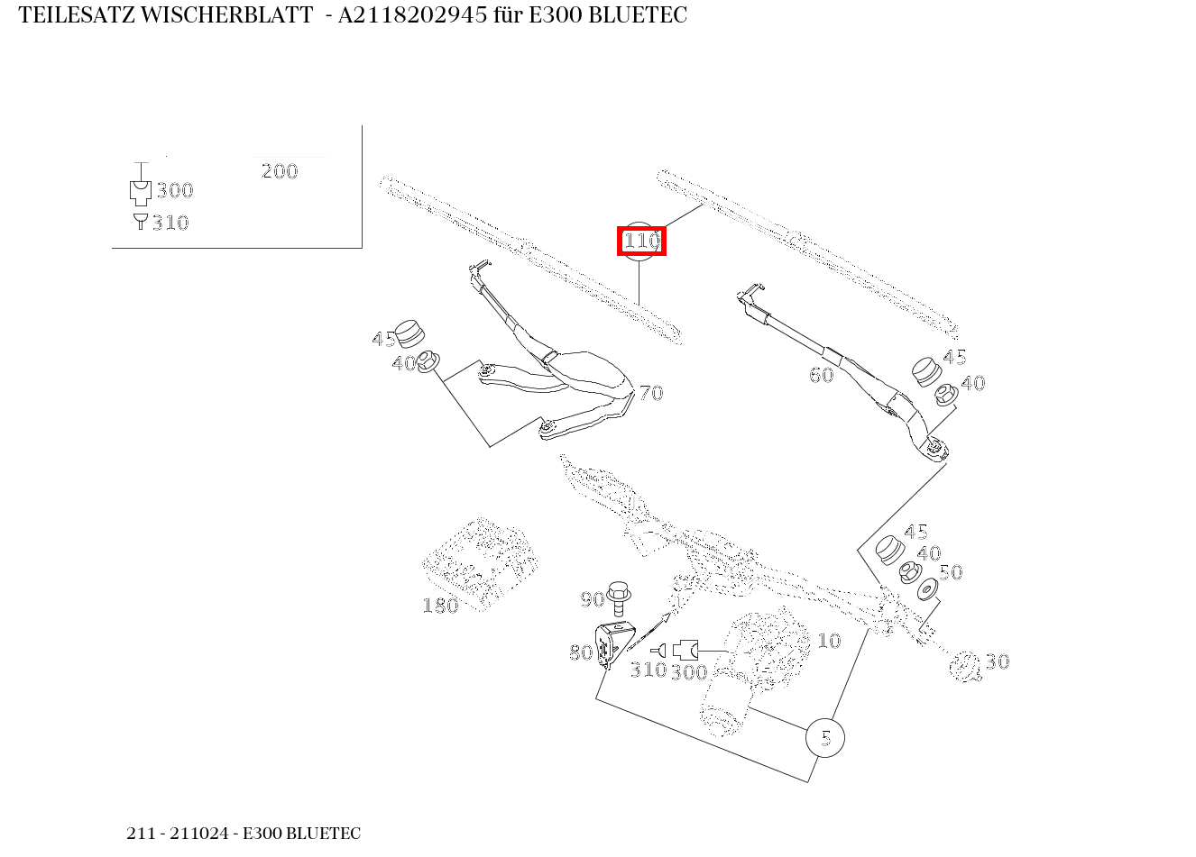 Teilesatz Wischerblatt E300 BLUETEC 211