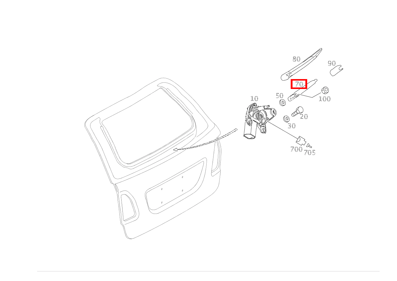 SCHEIBENWISCHERARM HECKWISCHER ML 350 4M BCA 164