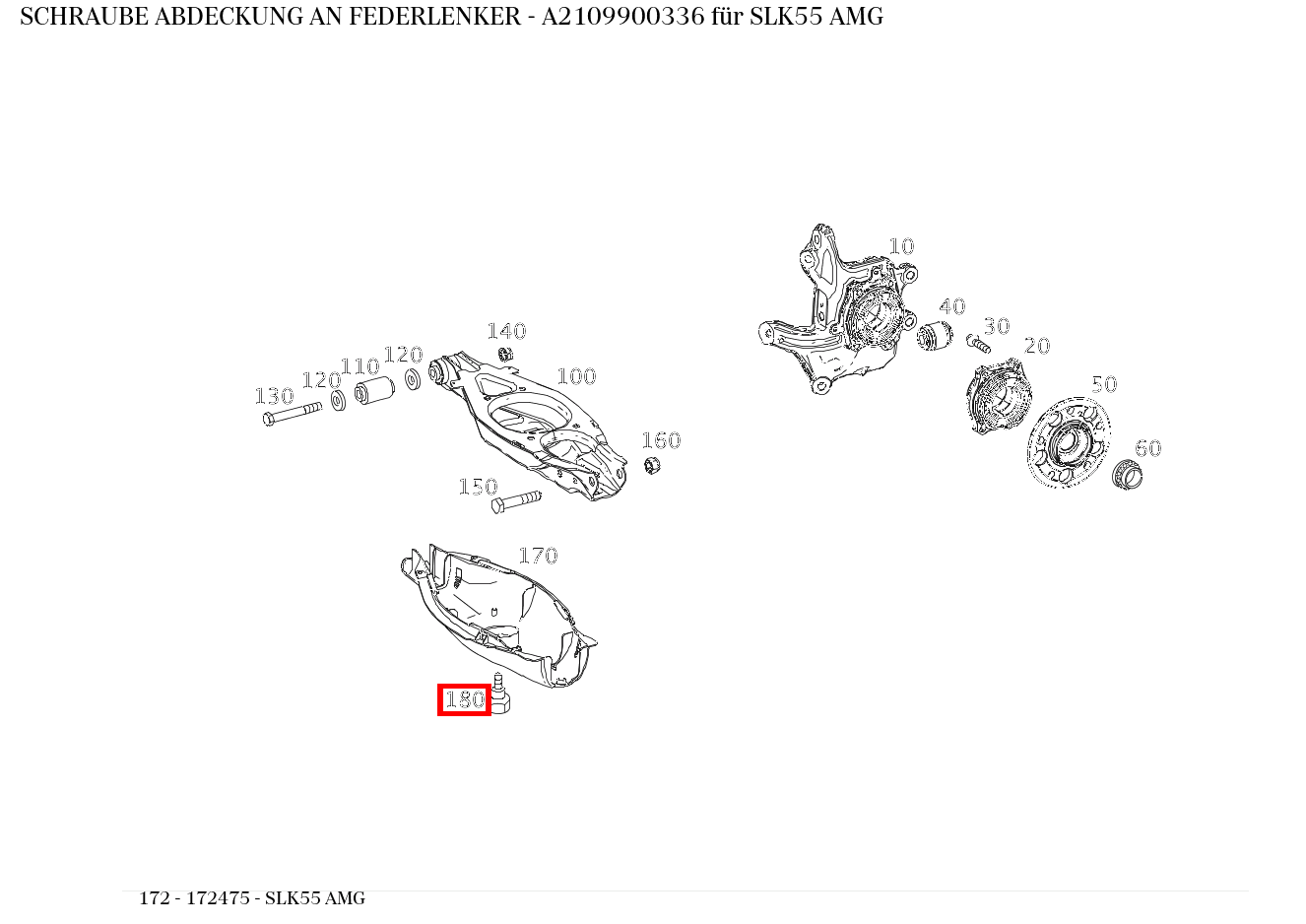 Schraube ABDECKUNG AN FEDERLENKER SLK55 AMG 172